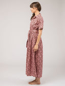 Beau & Ro Dress The Elle Maxi Dress | Pink Flower Check