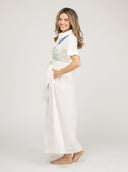 Beau & Ro Dress The Elle Maxi Dress | White Aqua Appliqué