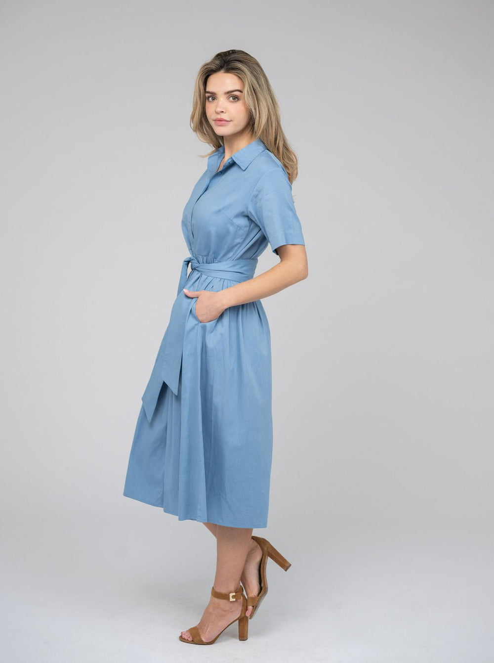 Beau & Ro Dress The Elle Midi Dress | Lake Blue