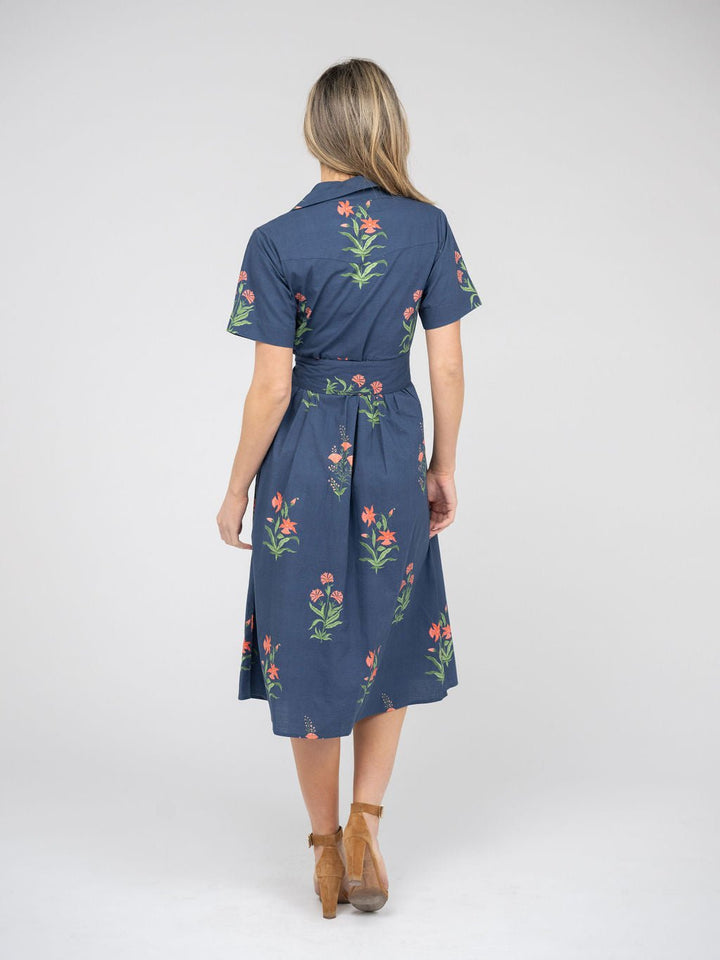 Beau & Ro Dress The Elle Midi Dress | Navy Jaipur Floral