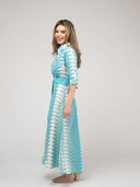 Beau & Ro Dress The Eloise Dress | Aqua Bagru Triangle