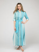 Beau & Ro Dress The Eloise Dress | Aqua Bagru Triangle