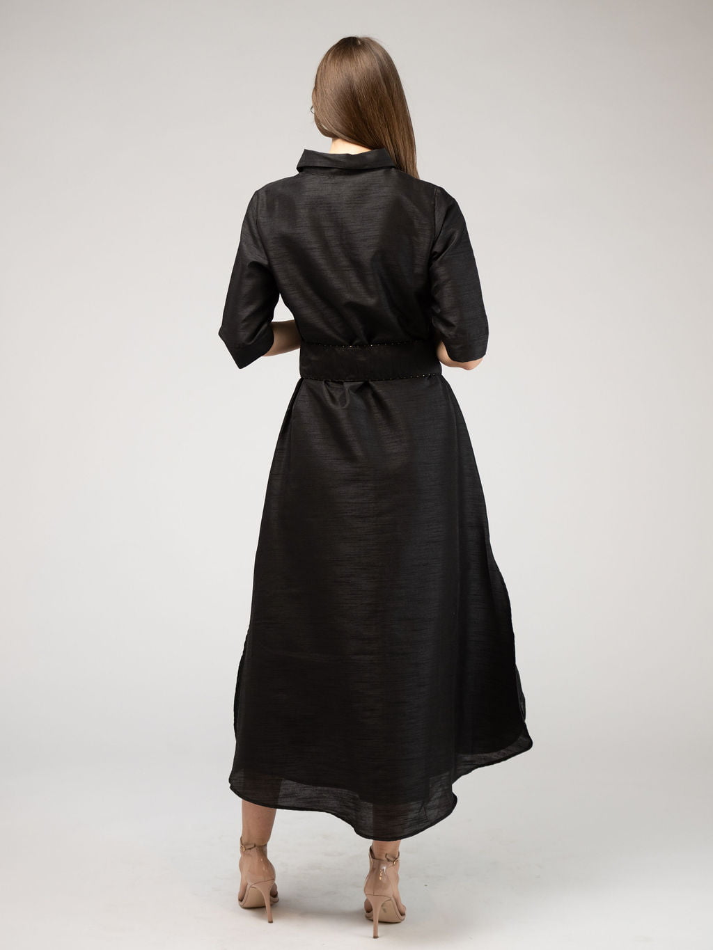 black dupioni silk dress The Chloe Dress in Black Silk Dupioni Black / XS