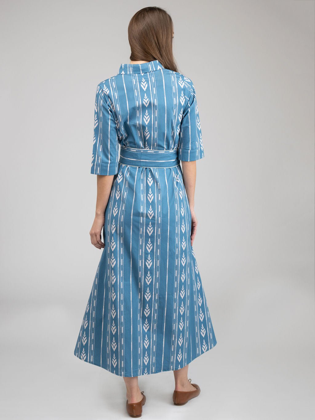 Beau & Ro Dress The Eloise Dress | Blue Ikat Stripe