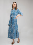 Beau & Ro Dress The Eloise Dress | Blue Ikat Stripe
