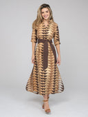 Beau & Ro Dress The Eloise Dress | Brown & Gold Bagru Triangle