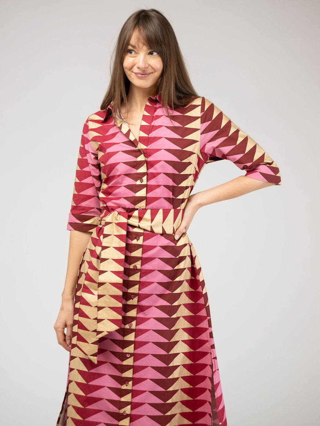 The Eloise Dress | Cranberry Bagru Triangle Large / Cranberry Bagru Triangle The Eloise Dress | Cranberry Bagru Triangle Large / Cranberry Bagru Triangle