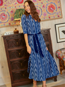 Beau & Ro Dress The Eloise Dress | Eco Blue Ikat