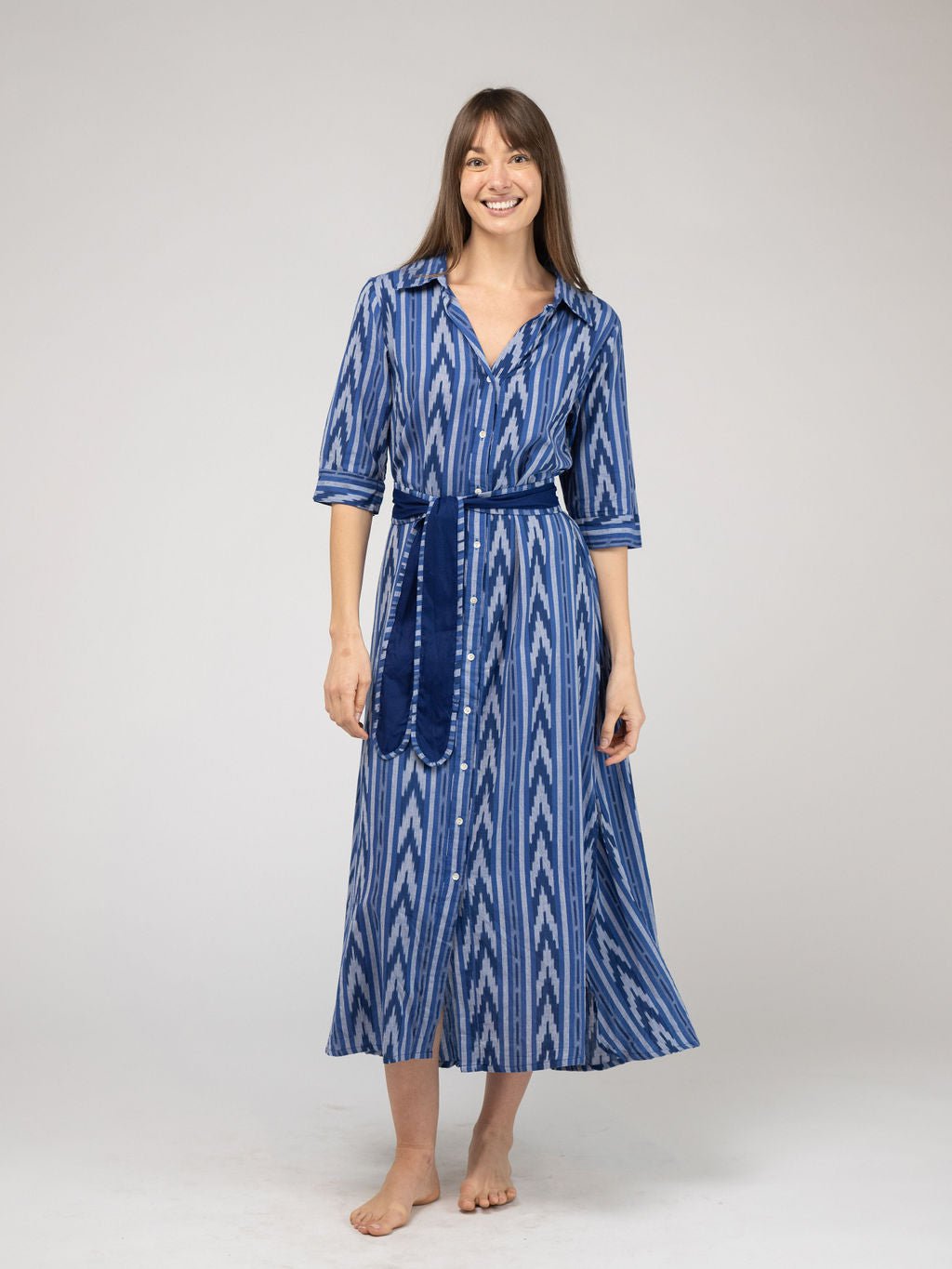 Beau & Ro Dress The Eloise Dress | Eco Blue Ikat