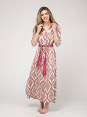 Beau & Ro Dress The Eloise Dress | Eco Pink & Green Ikat