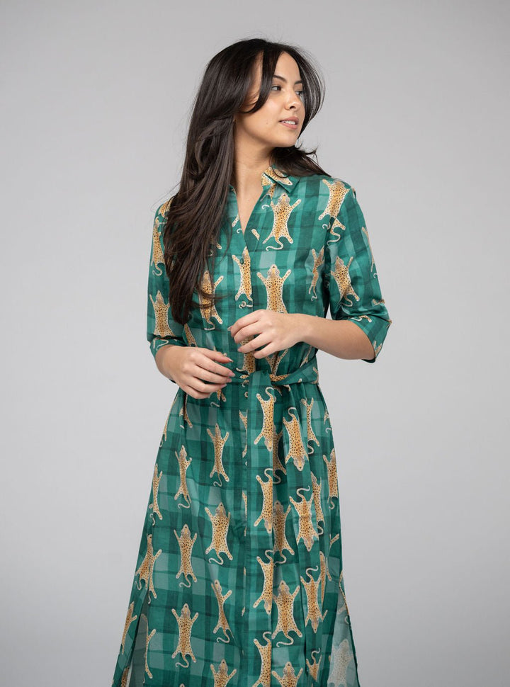 Beau & Ro Dress The Eloise Dress | Green Cheetah