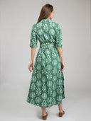 Beau & Ro Dress The Eloise Dress | Green Ikat