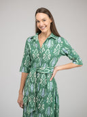 Beau & Ro Dress The Eloise Dress | Green Ikat