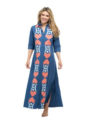Beau & Ro Dress The Eloise Dress | Navy Blue Hearts