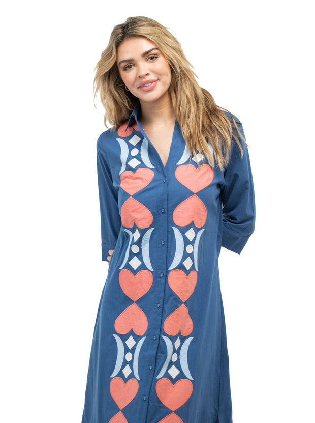 Beau & Ro Dress The Eloise Dress | Navy Blue Hearts