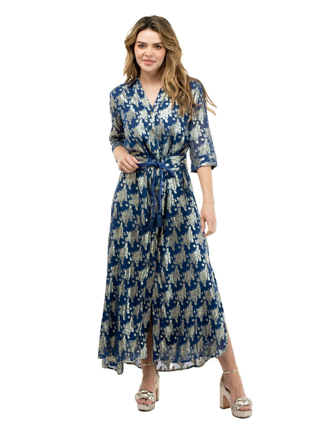 The Eloise Dress | Navy Floral Shine – Beau & Ro