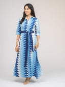Beau & Ro Dress The Eloise Dress | Ocean Blockprint Bagru Triangle