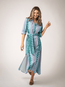Beau & Ro Dress The Eloise Dress | Periwinkle Bagru Triangle