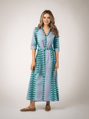Beau & Ro Dress The Eloise Dress | Periwinkle Bagru Triangle