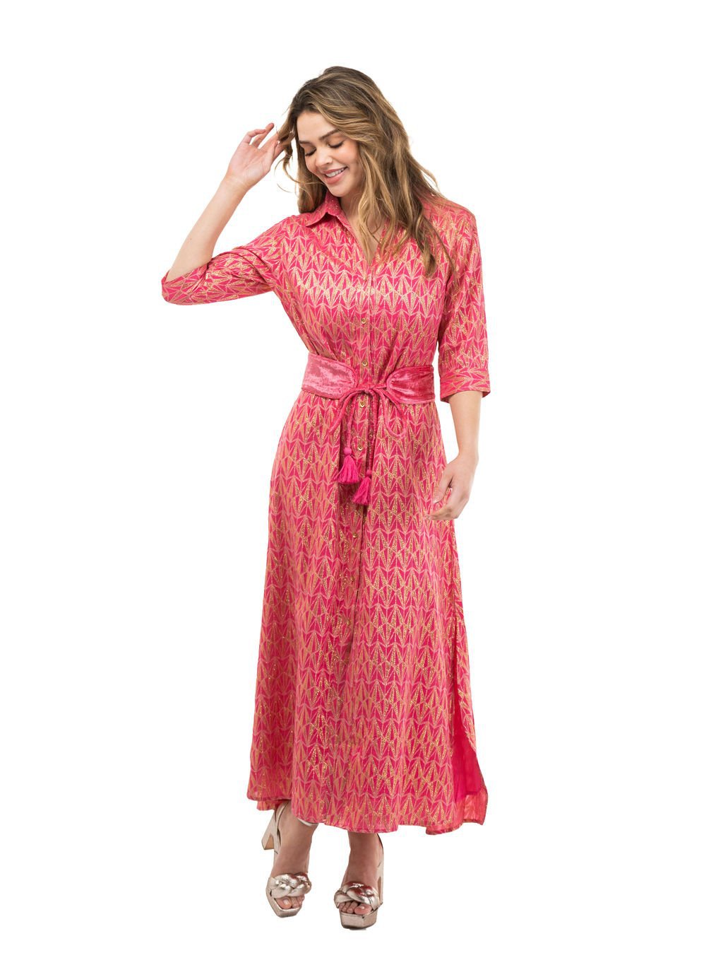 Beau & Ro Dress The Eloise Dress | Pink Geo Shine