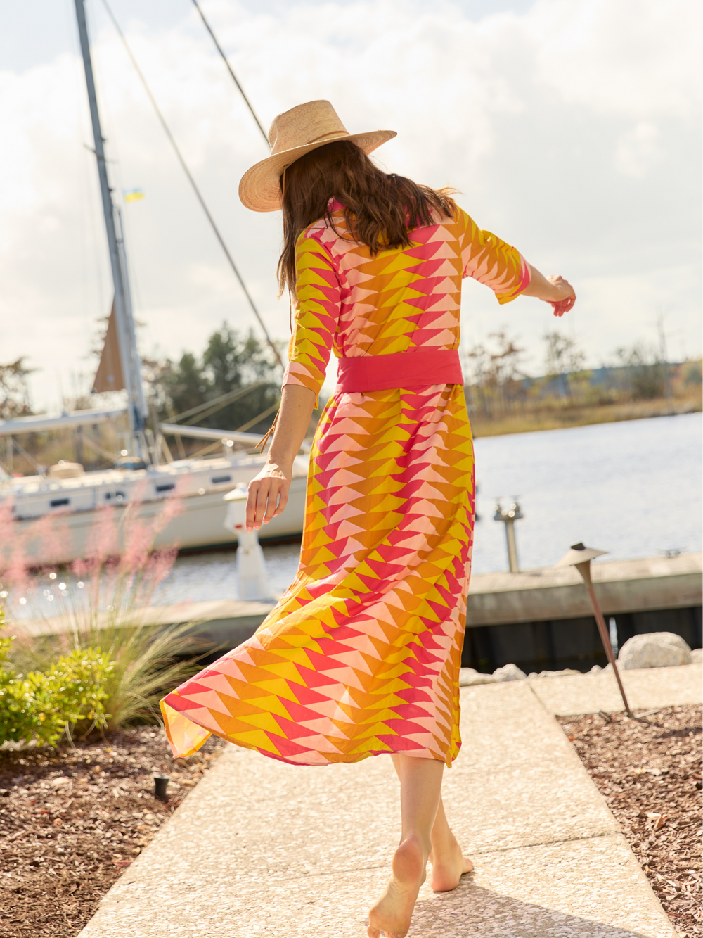 Beau & Ro Dress The Eloise Dress | Sunset Bagru Triangle