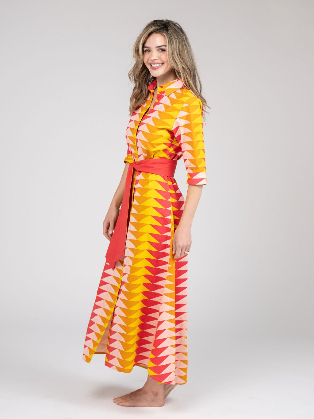 Beau & Ro Dress The Eloise Dress | Sunset Bagru Triangle