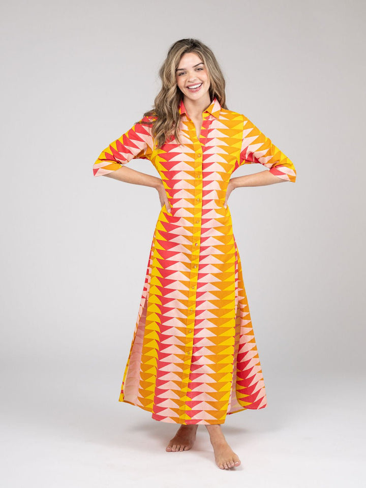 Beau & Ro Dress The Eloise Dress | Sunset Bagru Triangle