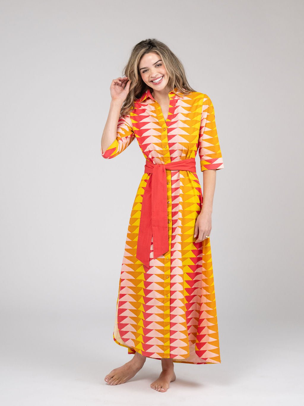 Beau & Ro Dress The Eloise Dress | Sunset Bagru Triangle