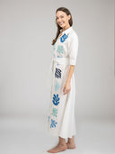 Beau & Ro Dress The Eloise Dress | White Aqua Appliqué