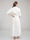 Beau & Ro Dress The Eloise Dress | White Aqua Appliqué