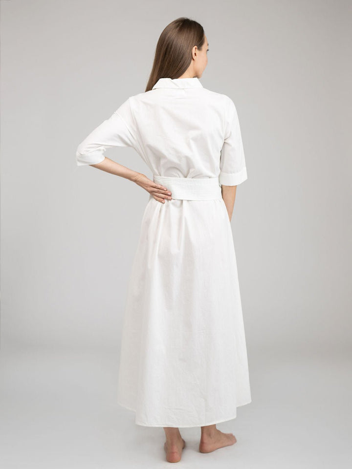 Beau & Ro Dress The Eloise Dress | White Aqua Appliqué