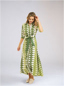 Beau & Ro Dress The Eloise Shirt Dress | Green Bagru Triangle