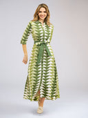 Beau & Ro Dress The Eloise Shirt Dress | Green Bagru Triangle