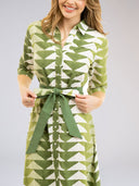 Beau & Ro Dress The Eloise Shirt Dress | Green Bagru Triangle