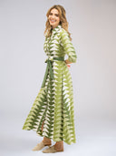 Beau & Ro Dress The Eloise Shirt Dress | Green Bagru Triangle