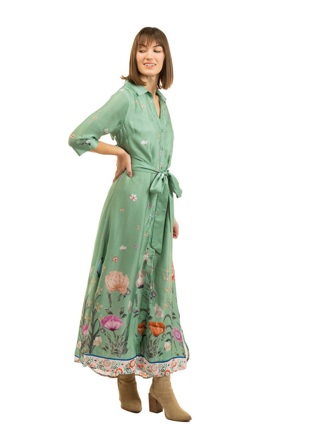 Beau & Ro Dress The Eloise Shirt Dress | Secret Garden Green