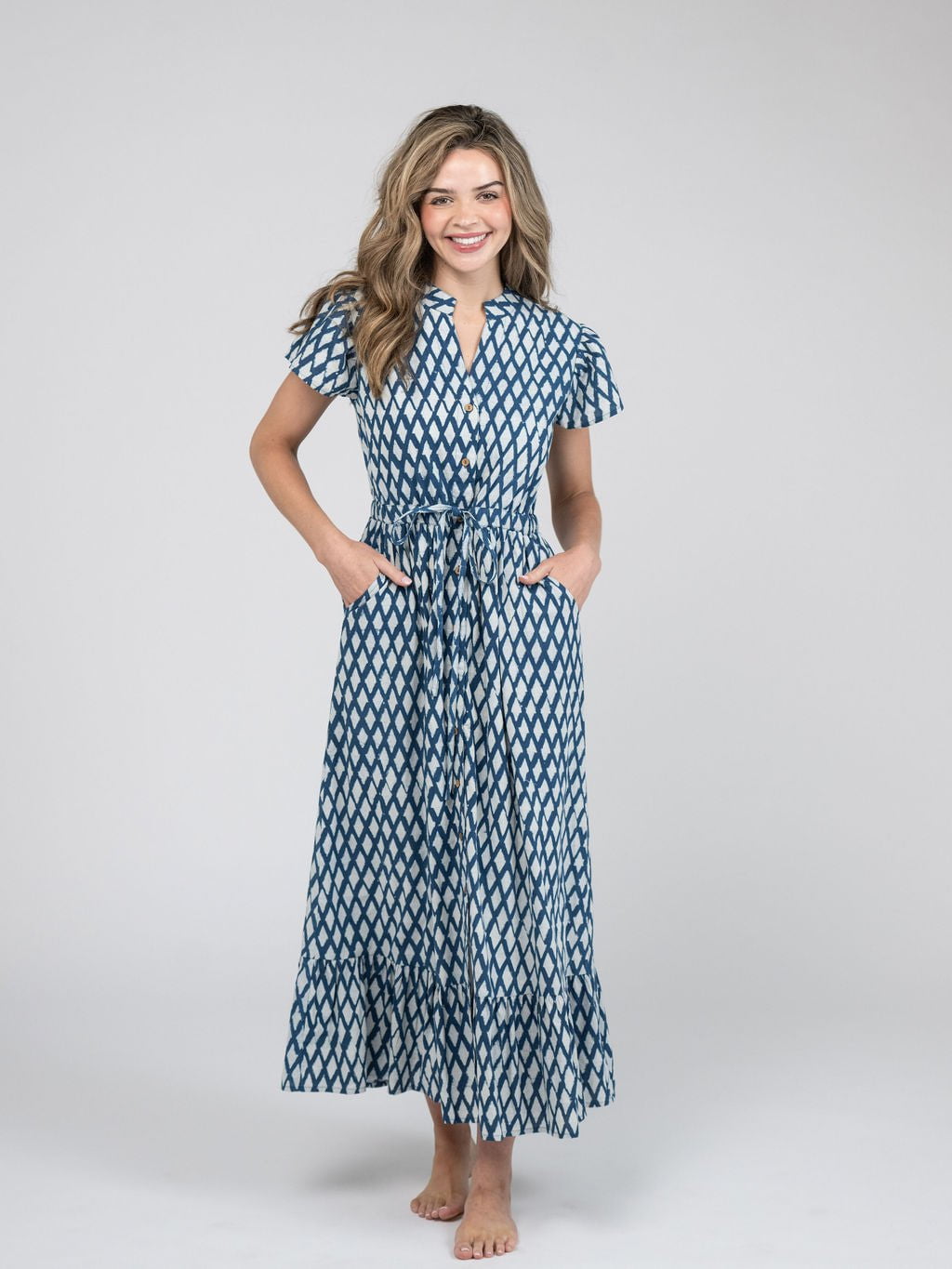 Beau & Ro Dress The Flutter Midi Dress | Blue India Resist