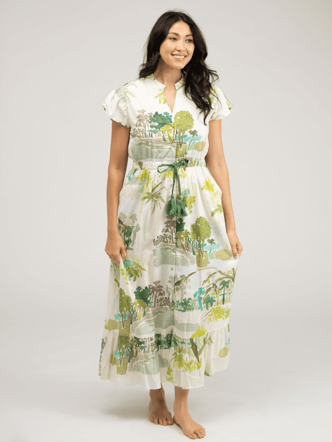Beau & Ro Dress The Flutter Midi Dress | Palm