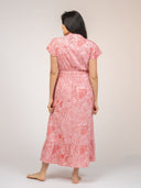 Beau & Ro Dress The Flutter Midi Dress | Pink Flora Sketch