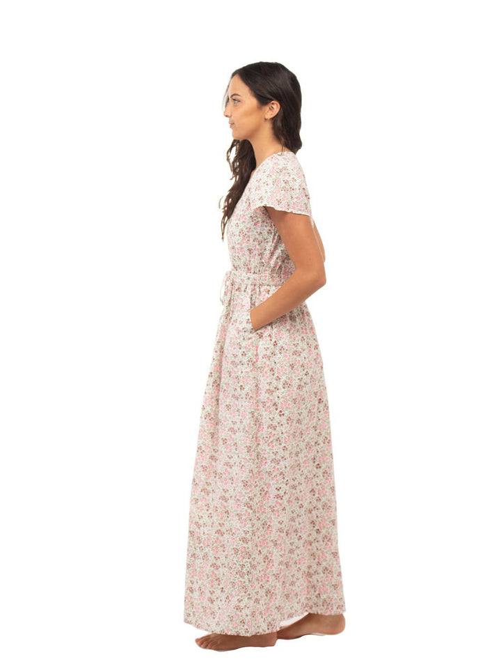Beau & Ro Dress The Flutter Midi Dress | Pink Petite Floral