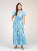 Beau & Ro Dress The Flutter Midi Dress | Sky Jaipur Floral