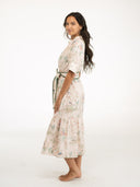 Beau & Ro Dress Small SAMPLE | The Jane Midi Dress | Beige Mural | Small