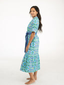 Beau & Ro Dress Small SAMPLE | The Jane Midi Dress | Spring Peacock | Small
