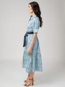 Beau & Ro Dress The Jane Midi Dress in Blue Mughal Block