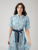 Beau & Ro Dress The Jane Midi Dress in Blue Mughal Block