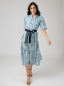 Beau & Ro Dress The Jane Midi Dress in Blue Mughal Block
