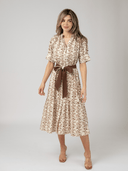 Beau & Ro Dress The Jane Midi Dress in Brown Vine
