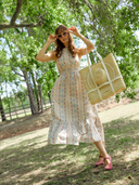 Beau & Ro Dress The Jenna Dress | Ivory Ikat Stripe