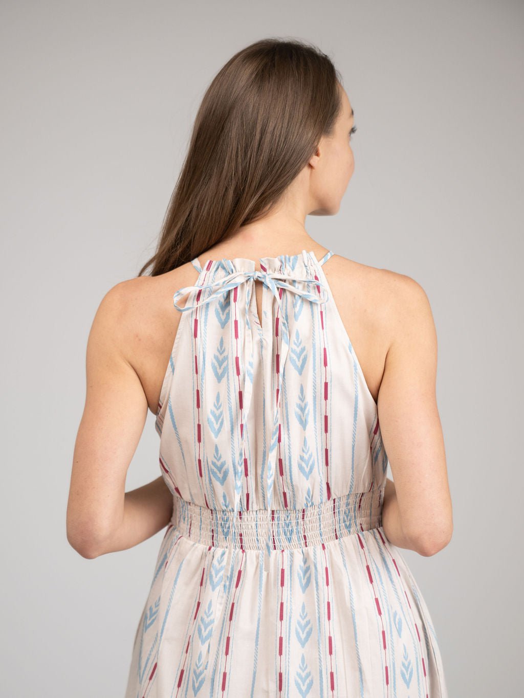 Beau & Ro Dress The Jenna Dress | Ivory Ikat Stripe