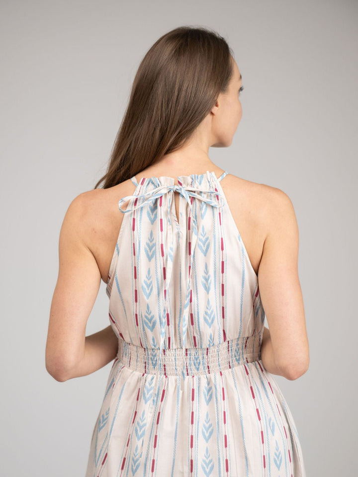 Beau & Ro Dress The Jenna Dress | Ivory Ikat Stripe